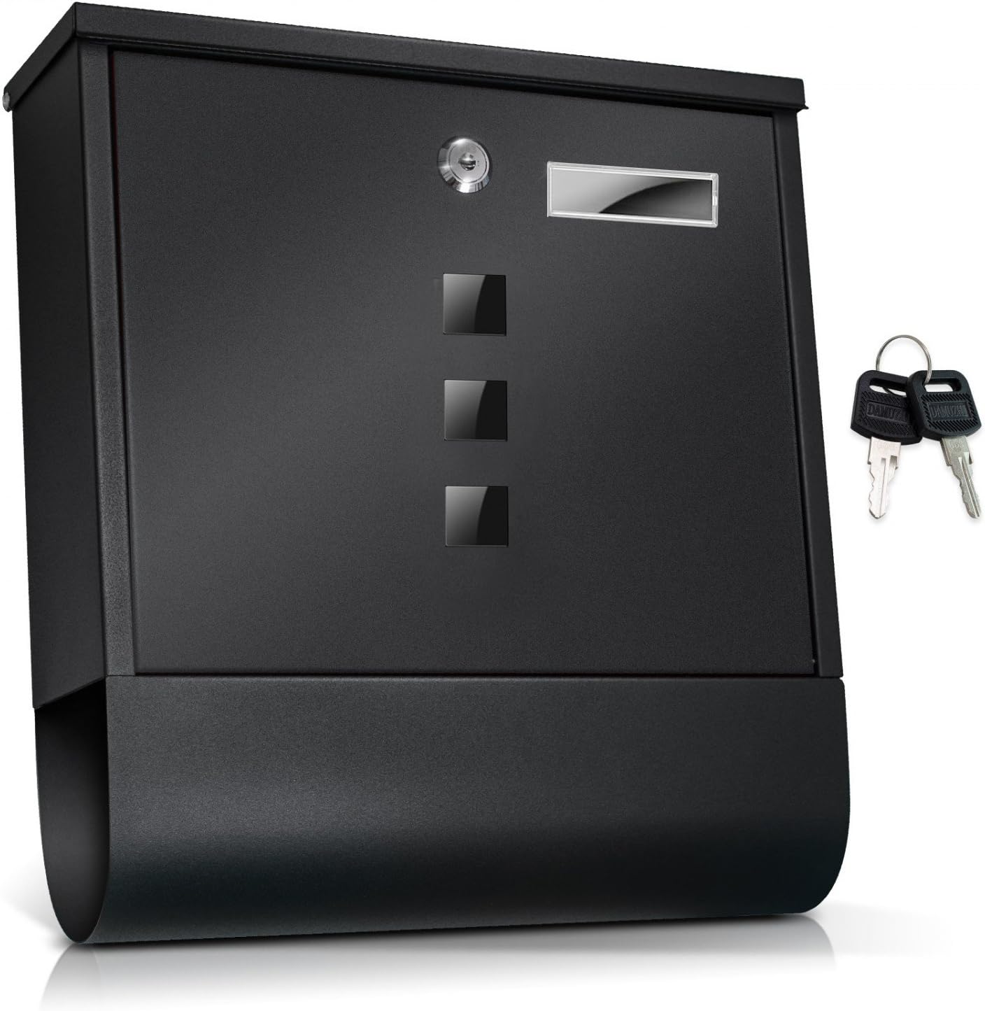 TÄGA 2214 Design Briefkasten anthrazit mit Zeitungsfach, Namensschild, Sichtfenster, Edelstahl pulverbeschichtet, abschließbar, 2 Schlüssel, Farbe: matt, anthrazit