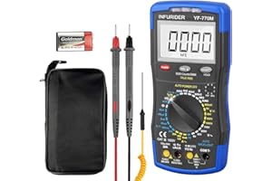 Digital Multimeter, INFURIDER YF-770M 6000 Counts Manual and Auto Range AC/DC Voltage Amp Ohm Tester Meter with Diode, Contin