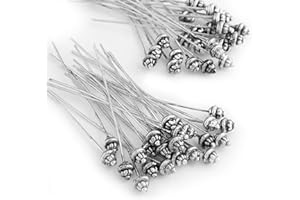Ecloud Shop 50 x Metal Nail Needles 55 mm Flower Colour Silver