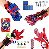 MOTUWE 4 Pack Spider Web Shooters Hero Launcher Wrist Toy Set, Educational Toy Set for Boys Age 4-8，Hero Cosplay Gloves with Wrist Toy Funny Decorate Kids