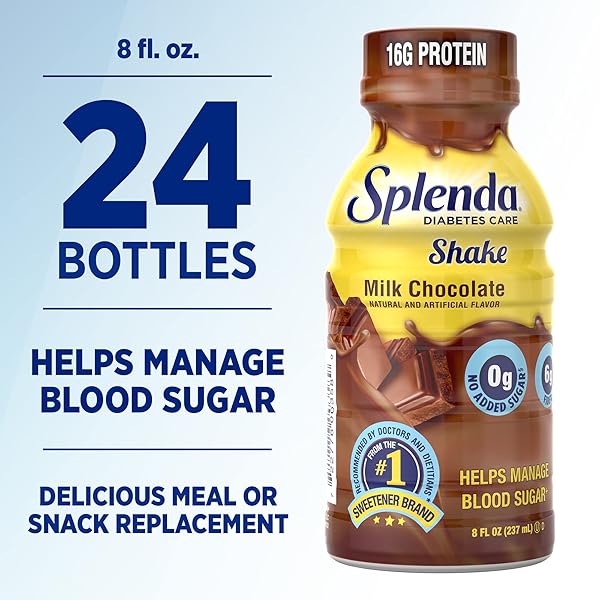 SPLENDA DIABETES CARE SHAKES – MEAL REPLACEMENT SHAKE, 8 FLUID OUNCES PER BOTTLE (MILK CHOCOLATE, 6 PACK)