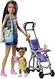 Barbie Skipper Babysitters Inc 2 Dolls &amp; Accessories, Set with Brunette Skipper Doll, Small Doll &amp; Bouncy Stroller (Amazon Exclusive)