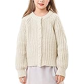 Wyeysyt Girls Cardigan Button Down Long Sleeve Chunky Knit Sweater Fall Open Front Cute Cardigan Coat