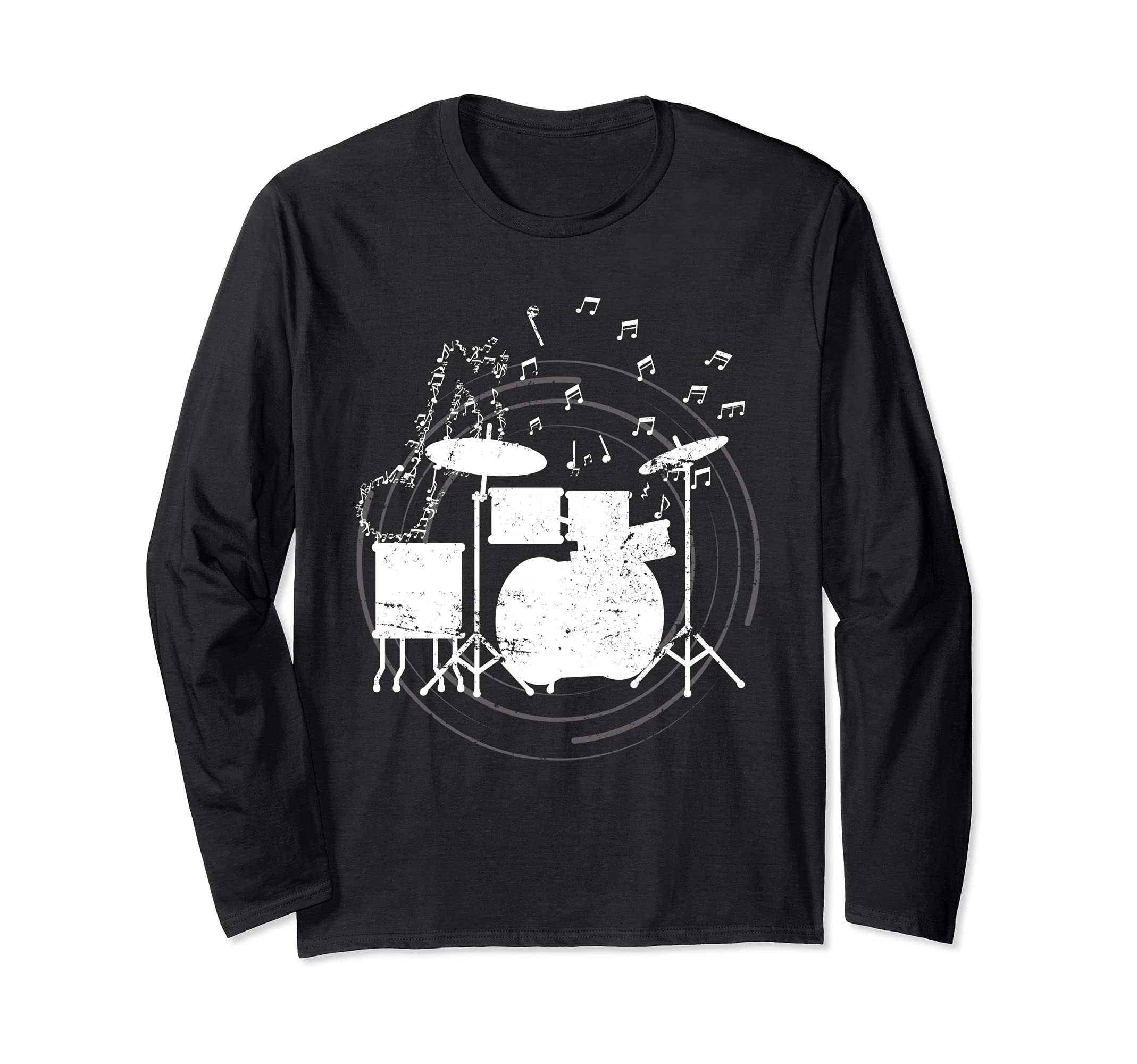 Percussion Musician Drummer Drum Set Music Notes Drums Long Sleeve T-Shirt