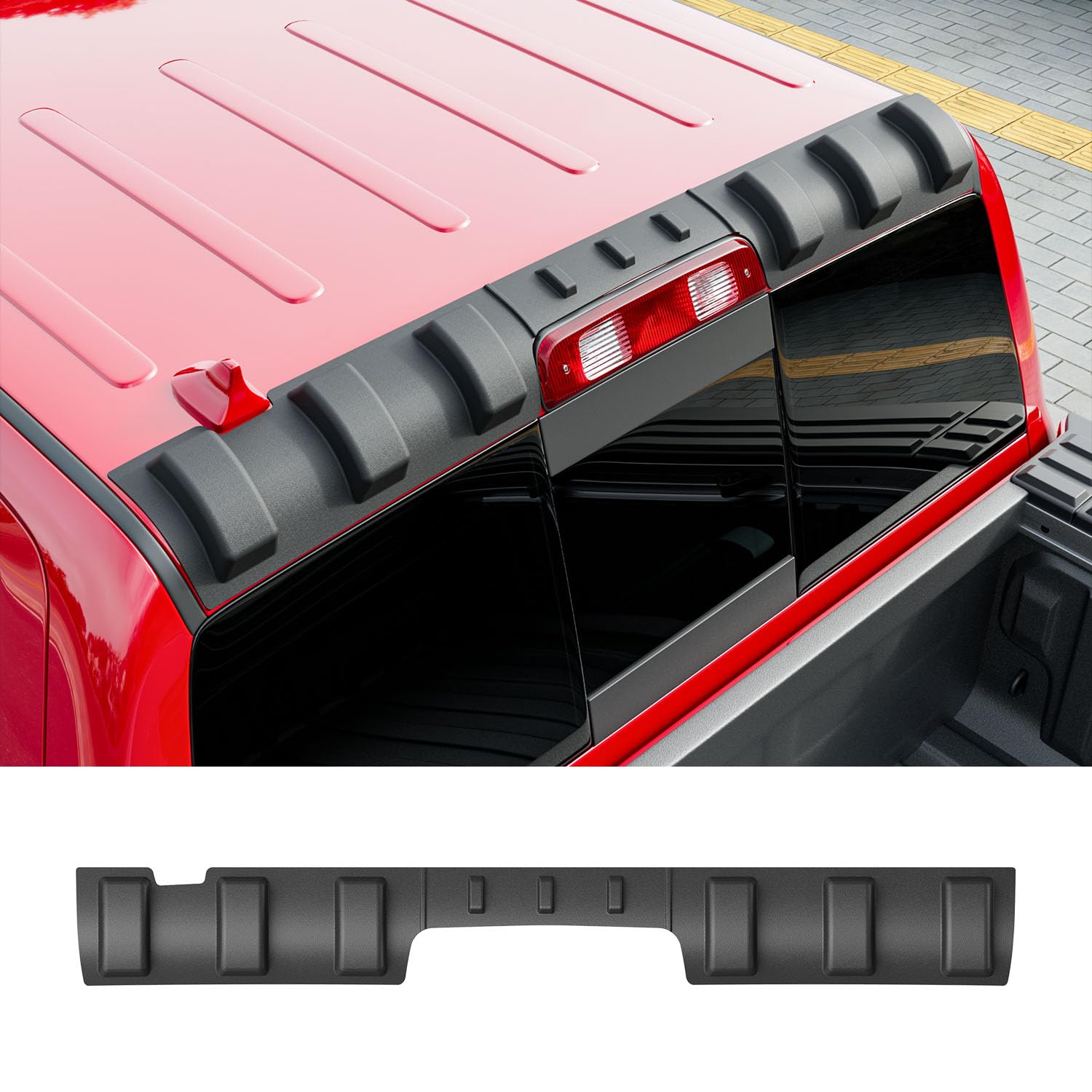 Photo 1 of powoq Rear Roof Protector Compatible with 2009-2018 Dodge RAM 1500 Truck Cab Roof Protector TPE Rear Spoiler Replacement for 2009-2018 Dodge RAM 1500 Accessories