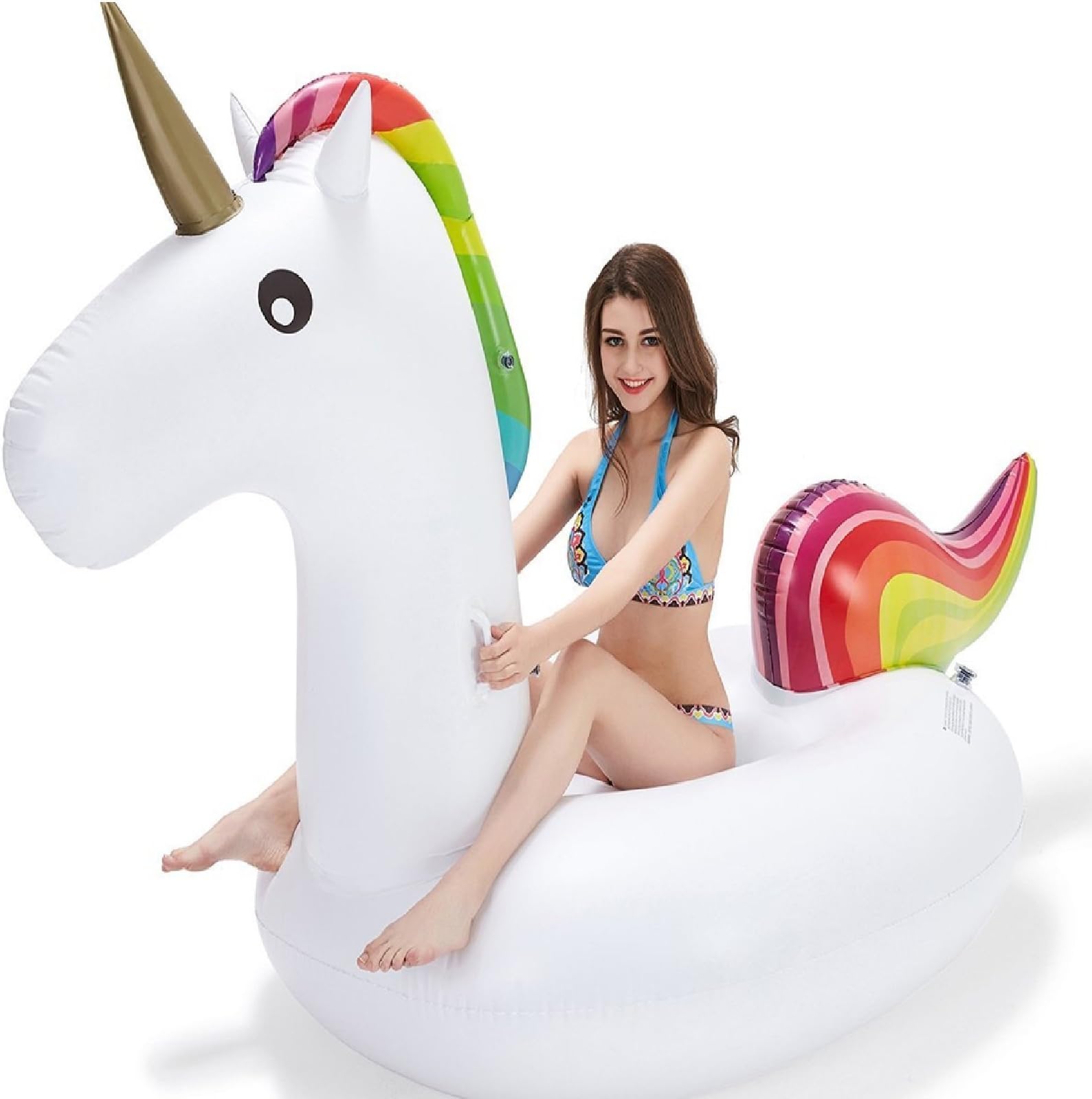 New Rexco Rainbow Unicorn Swimming Lounge Pool Large Jumbo Giant Childrens kids Adults Rideable Lounger Ride on Inflatable Float Toy