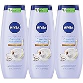 NIVEA Pampering Coconut and Almond Milk Body Wash with Nourishing Serum, Moisturizing Body Wash for Women, Enriched with Provitamin B5 and Vitamin E, 20 Fl Oz Bottle, Pack of 3
