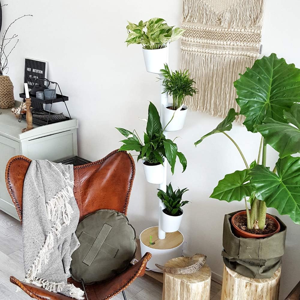 Citysens - Macetero Vertical con Autorriego, Blanco, 4 Macetas ...