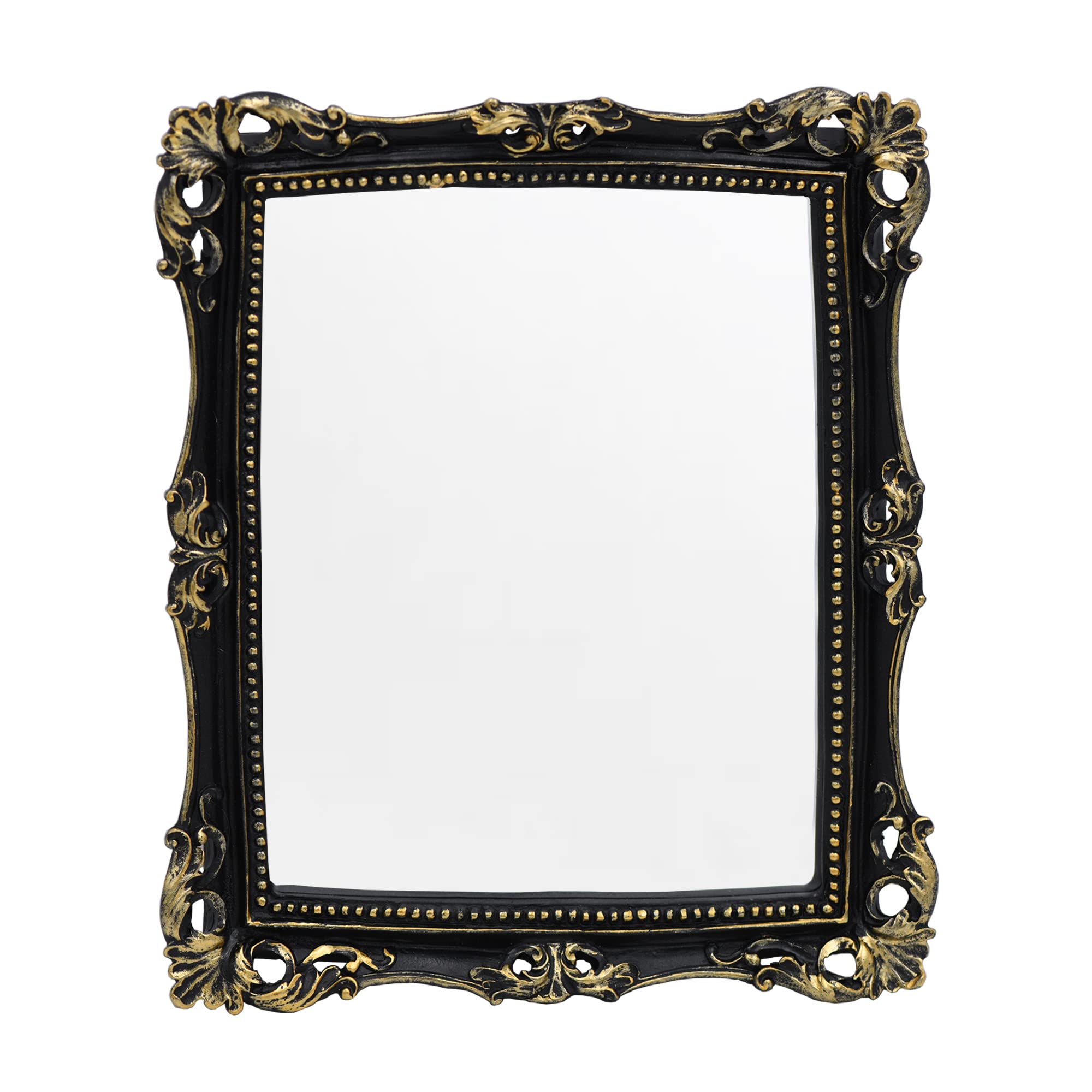 Funerom Vintage 27.9 x 24.1 cm Decorative Mirror, Wall Mounted & Tabletop Makeup Mirror ，Square (Black)