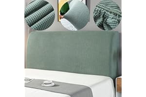 Moonase Bed Headboard Slipcover Covers Stretch Headboard Cover Queen King Size Headboard Slipcover Protector with Elastic Band for Bedroom Decoration (Green A, Suitable for headboard (55''-67''))