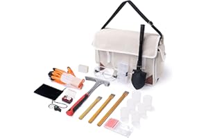 WISEPRO 20 PCS Geology Rock Pick Hammer Kit, Rock Hounding Equipment Set for Rock Hounding with 21oz Rock Hammer, 3 PCS Digging Chisels Set, Sholve, Safety Glasses, Gold Mining & Prospecting Equipment Tool