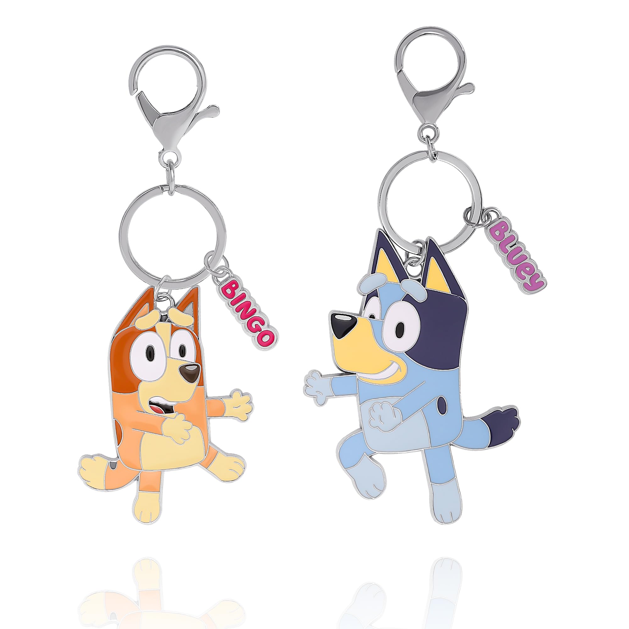 Bingo and Bluey Backpack Keychain Charm 2-Pack Official License, Enamel-Plated Bluey Bag Charms, Valentines Gifts for Girls