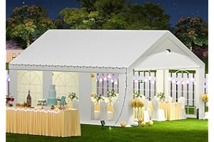 Zolyndo 13x26 FT Outdoor Party Tent, Heavy Duty Event Tent Wedding Tent Party Canopy Tent Waterproof, White Tents for Parties Wedding Birthday with Removable Sidewalls