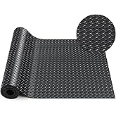 Breling 16 in x 10 ft Rubber Diamond Plate Rolls Garage Floor Mat for Under Car, Heavy Duty Flooring Rug for Trailers Garage, PVC Water/Stain Outside Resistant Parking Rv Tool