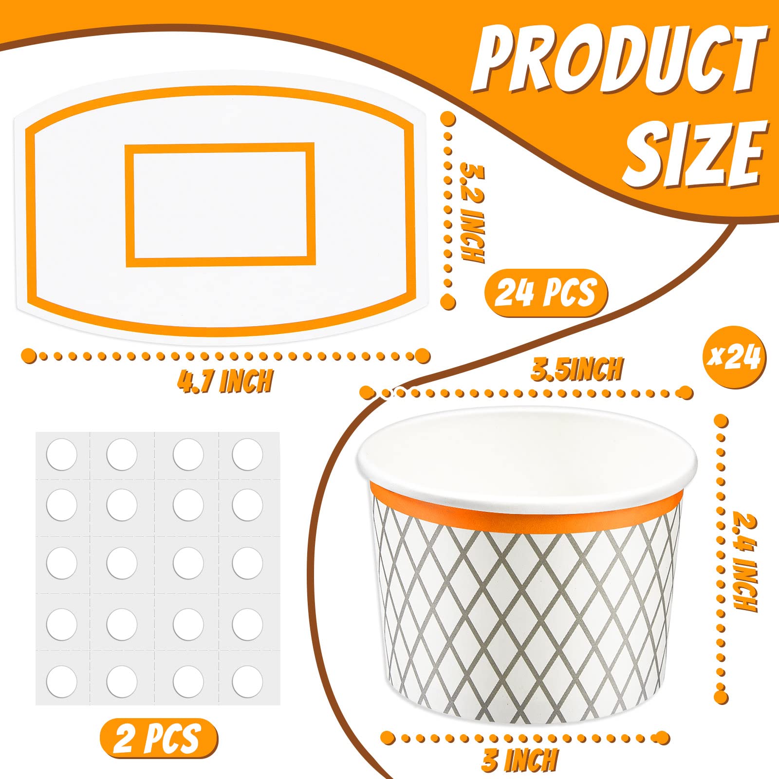 Basketball Hoop Snack Cups Basketball Party Decorations Paper Party Supplies Kids Paper Snack Cups Disposable Treat Food Bowls for Ball Themed Birthday Favors(24 Pieces)