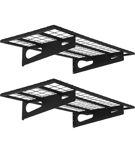TORACK 2-Pack Wall-Mounted Shelves – 12x18 Inch, Black, Heavy-Duty, Holds 60 Lbs Each For Garage & Closet