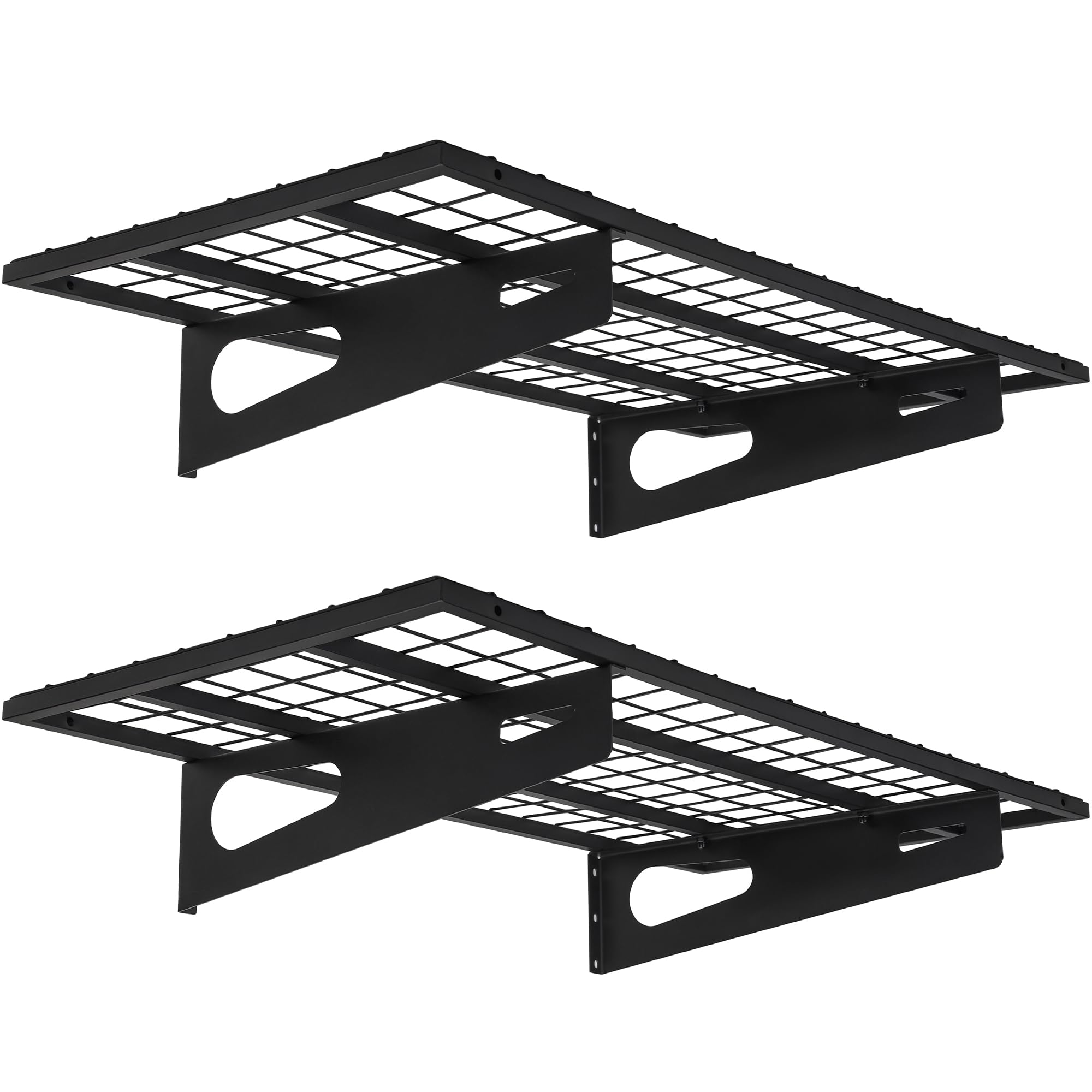 Photo 1 of 2-Pack 1.5x3FT Garage Shelving 17.7-inch-by-35.8-inch Wall Shelf Garage Storage Rack Wall Mounted Floating Shelves, Black