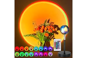 Balkwan Sunset Lamp Projection Rotation Rainbow Projection Lamp Led Romantic Visual Led Light Network Red Light with USB Modern Floor Stand Night Light Living Room Bedroom Décor (Multicoloured)