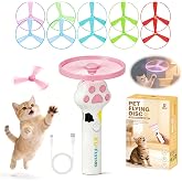 Cat Toy Disc Launcher,Rechargeable Interactive Cat Fetch Toy with 10 Discs | Cat Toys for Indoor Cats,Flying Cat Enrichment Toys for Adult Kittens Dog Playing,Hunting Tracking Toys for Outdoor Indoor