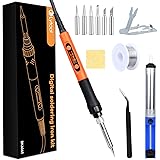 Soldering Iron Kit Electronics, 90W Digital Soldering Iron Tools, 6pcs Soldering Iron Tips, Solder Sucker, Soldering Iron Sta