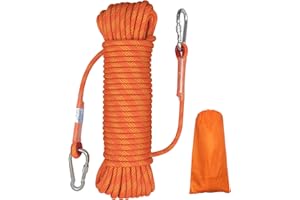 HAIY Climbing Rope, 10mm Static Rock Climbing Cord, High Strength Rope, Safety Rope for Escape, Fire Rescue, Dock Anchor, Ice Climbing (Orange, 96ft)