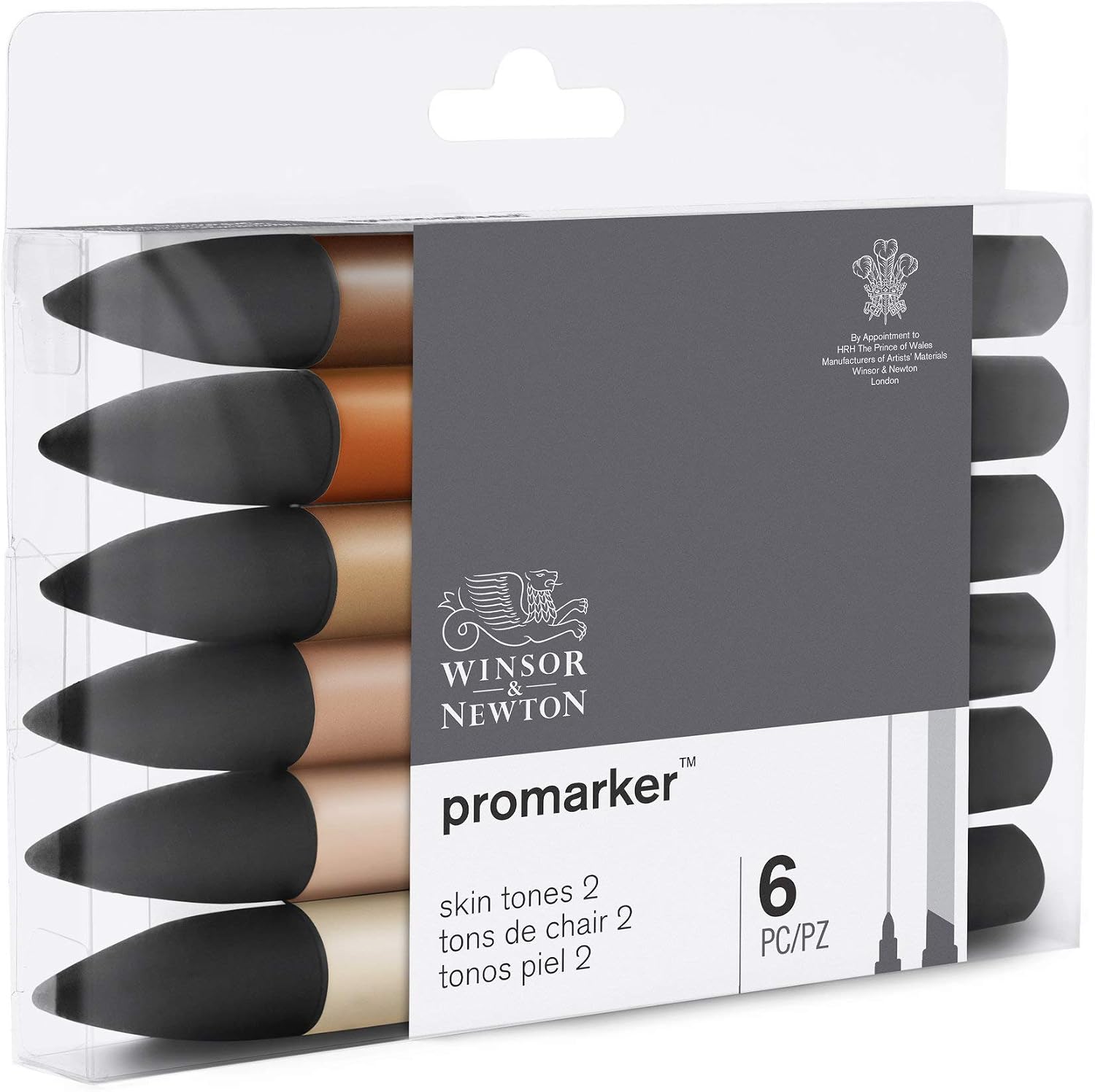 Winsor & Newton, Promarker, Skin Tones II, Set of 6, Alcohol Based Dual Tip Marker, Skin Tones 2, 6 count (Pack of 1) - Image 4