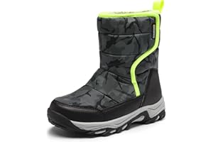 DREAM PAIRS Boys Girls Snow Boots Waterproof Hook and Loop Mid Calf Faux Fur Lining Winter Shoes for Little/Big Kids