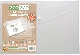 eco-eco A4 Plus 50% Recycled Clear Wallets Pack of 5 with Press Stud