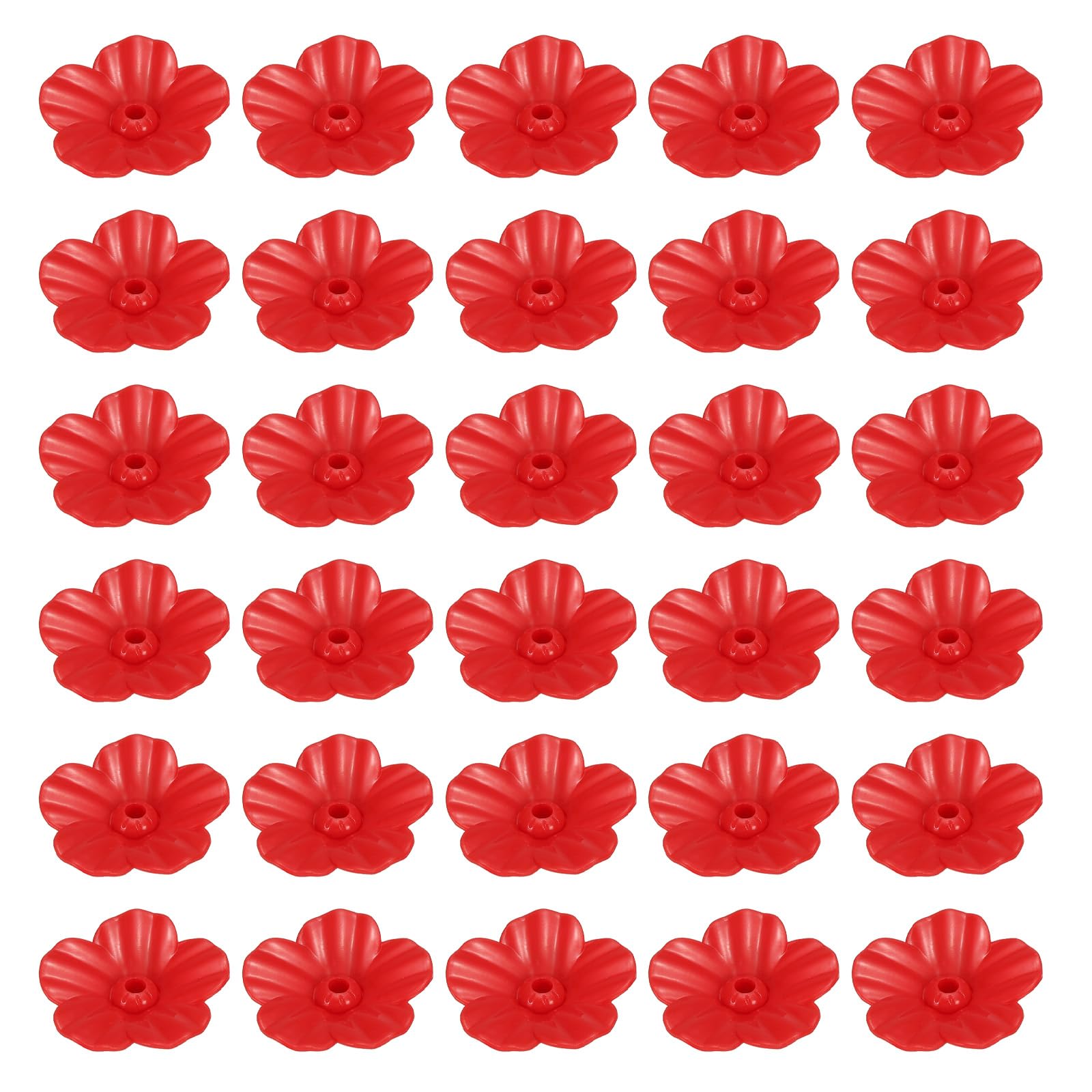 PATIKIL 1.2 Inch Hummingbird Feeder Replacement Flowers, 30 Pack Bird Feeder Flowers Hummingbird Feeding Ports Feeders for Outdoors Hanging Feeders, Red