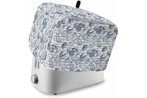 EKHGJASDNS Coastal Blue Toaster Cover 4 Slice with Pockets & Handle,Ocean Starfish Retro Conch Summer Shell Dustproof Fingerprint Protector Kitchen Appliance Dust Cover for Slice Toasters Broilers