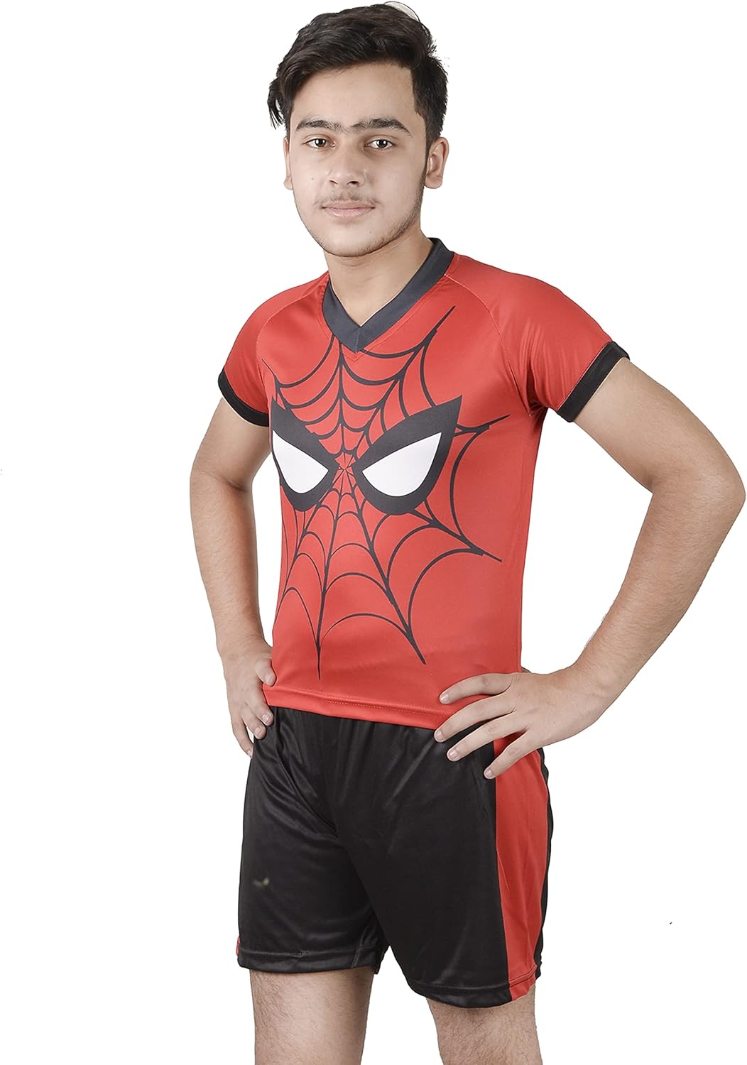 Kids Spiderman Printed Football Kit Jersey Boy's Soccer TShirt Short