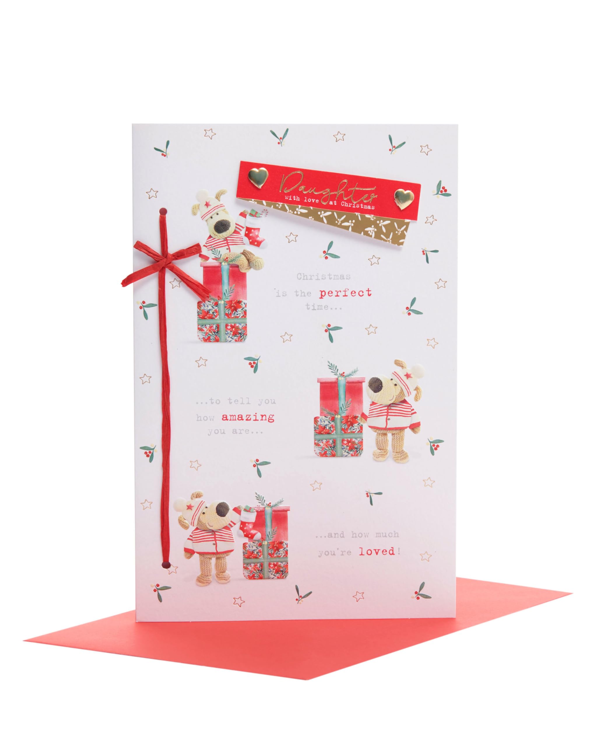 Boofle Daughter With Love Embellished Christmas Greeting Card Cute Xmas Cards