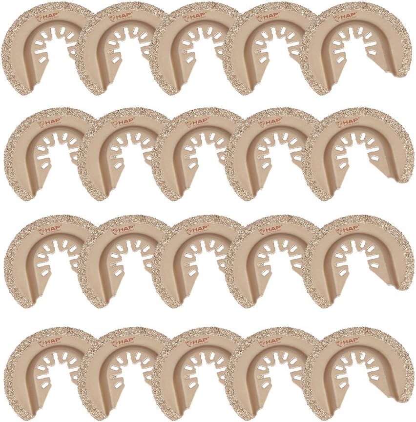 Harpow 20PCS Carbide oscillating Multi Blades,Brazed Carbide Grout Blade 1/16",Power Tool Saw Blades,fits Fein Bosch Dremel Multimaster Craftsman Rockwell Einhell Westfalia Ferm Pro-Line Matrix Tools