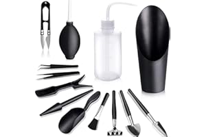 GODEHONE Succulent Tools, 13 Pcs Mini Garden Tool Set, Transplanting Tools Set,Succulent Care kit for Succulent Miniature Gardening Plant, Black