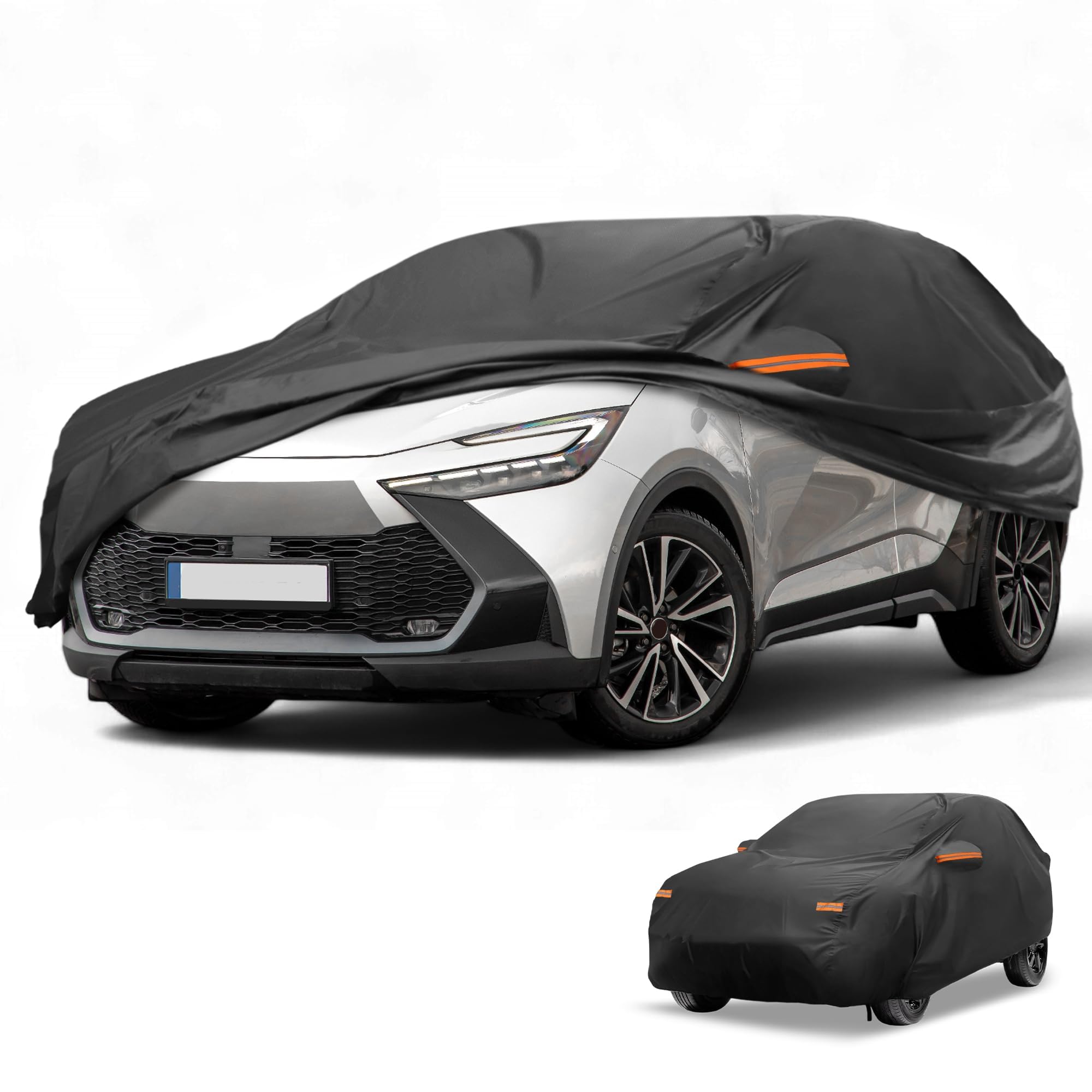 Photo 1 of Partuto All-Weather Waterproof Car Cover - UV-Resistant Outdoor Full Exterior Protection for Toyota C-HR 190T-PU Black with Right Side Zipper