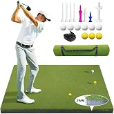 LPALNTYS Golf Hitting Mat 5x4ft, Golf Chipping Mat Artificial Turf Practice Mat with 9 Tees, Durable EVA Backing for Indoor | Outdoor Driving, Chipping &amp; Swing Training，with Carrying Case