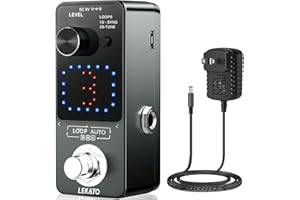 LEKATO Looper Pedal,Guitar Looper Pedal with 9V 0.6A Looper Pedal Power Supply Adapter, Effect Loop Pedal with SYNC & Tuner Function Loop Pedal for Electric Guitar 3 Loops 18 Minutes Record Time