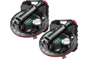 COOLOUS 2 Pack Glass Suction Cups,8" Industrial Suction Cup Lifter, 880LBS/400KG Load Capacity Heavy Duty Vacuum Suction Cup with Pressure Gauge,for Replacing Glass, Tiles, Wood Panels, Metal Panels