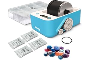 Discovery™ Rock Tumbler Deluxe Set – Stone Polishing Kit with Rocks, 4 Grits, Gem Case| STEM Science Project Kit for Kids & Beginners| Cool Toy for Boys & Girls Ages 8+