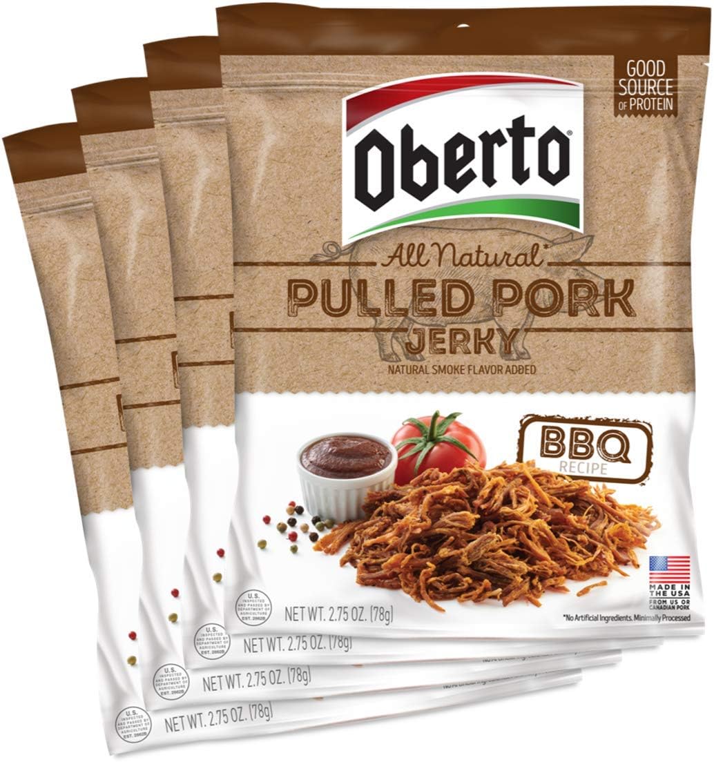 Oberto All-Natural BBQ Pulled Pork Jerky, 2.75 Ounce (Pack of 4)