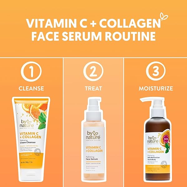 BY NATURE VITAMIN C + COLLAGEN FACE SERUM – RESTORE AND ENERGIZE TIRED SKIN WITH BRIGHTENING VITAMIN C, PLUMPING COLLAGEN, PLUS TEXTURE ENHANCING TURMERIC – PREMIUM SKIN CARE SERUM FOR FACE – 3FL. OZ.