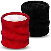 XFUEL Winter Neck Warmer Gaiter for Men Women, 2PCS Warm Fleece Lined Knitted Neck Scarf Ski Face Cover for Cold Weather