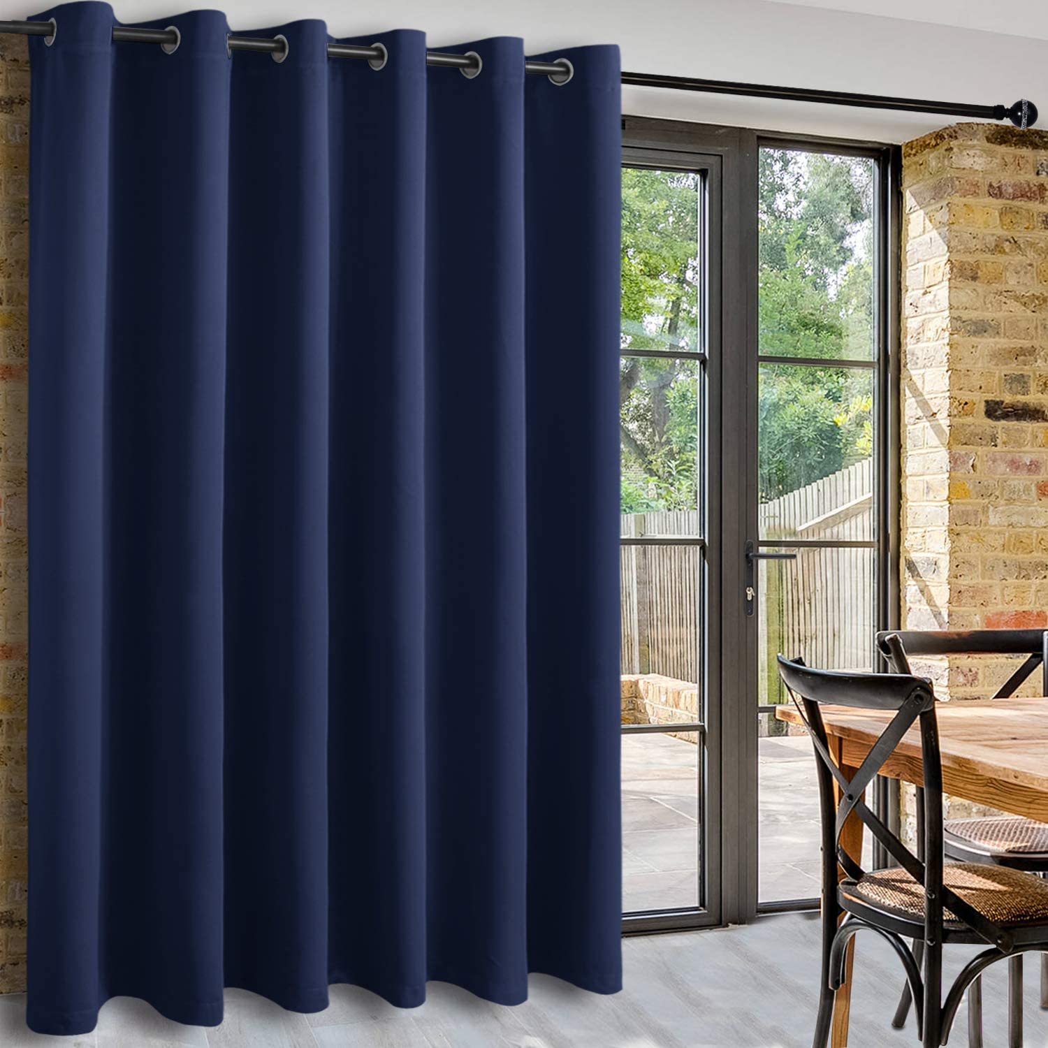 DWCN Blackout Door Curtains for Bedroom,1 Panel Room Divider Curtain for Living Room, Apartment, Lounge, Navy Blue,100 x 84 inch Width by Length