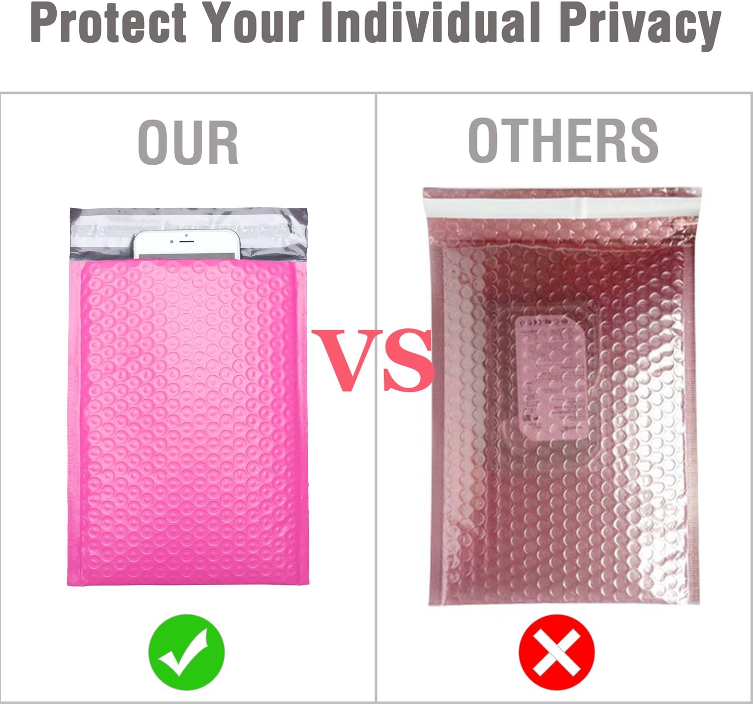 Fu Global 4x8 Inch Poly Bubble Mailer Pink Self Seal Padded Envelopes Pack of 50 : Office Products