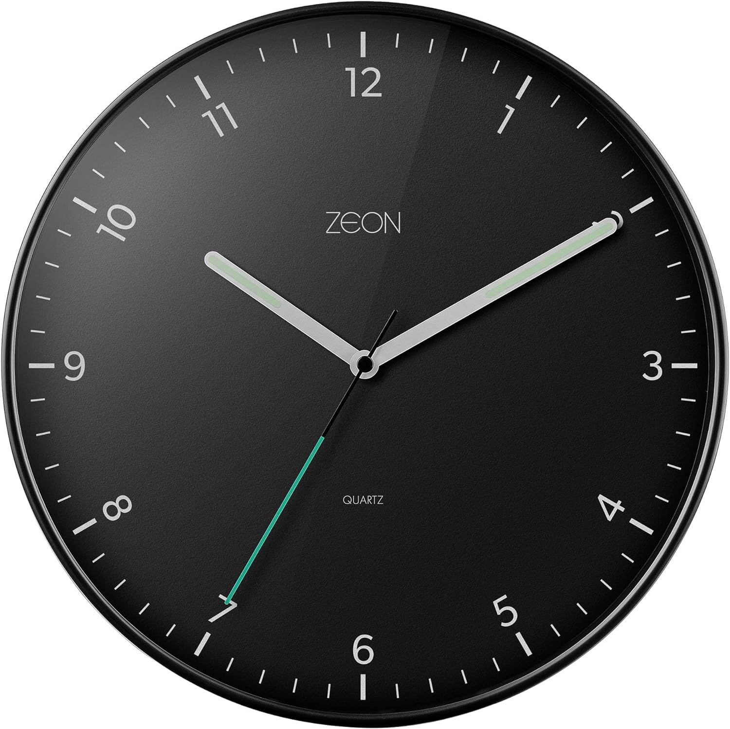 ZEON Round Analogue Wall Clock, Easy to Read Black Wall Clock for Living Room, Kitchen, Bedroom & Office, 30cm Diameter, CE4553