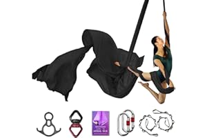 SYCYKA Deluxe Aerial Silks Equipment Set - 11 Yards Aerial Yoga Hammock Swing for Acrobatic, Circus Arts, Dance (L:10m W:2.8m)