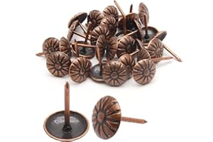 Piutouyar Daisy Antique Red Bronze Upholstery Tacks, Decorative Tack Stud, Furniture Tacks Pins 11mm x 16mm / 0.43 Inch x 0.63 Inch, Upholstery Nails for Sofa, Door, Jewelry Box(100Pcs)