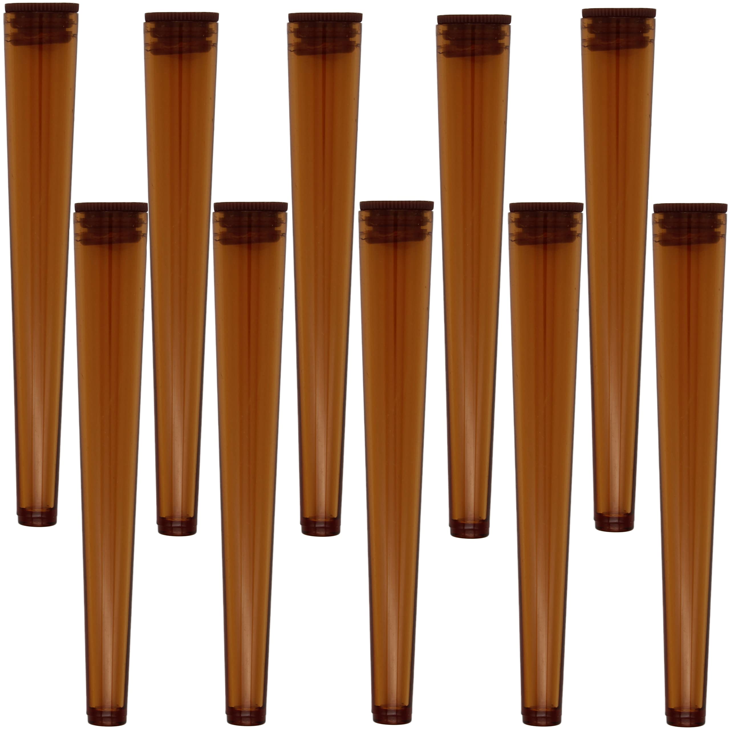 Cherry-on-Top King Size Cone Holder Air Tight Hard Plastic Tube Smoking Rolling Cig Tube, 10 Holder, Brown — image 1