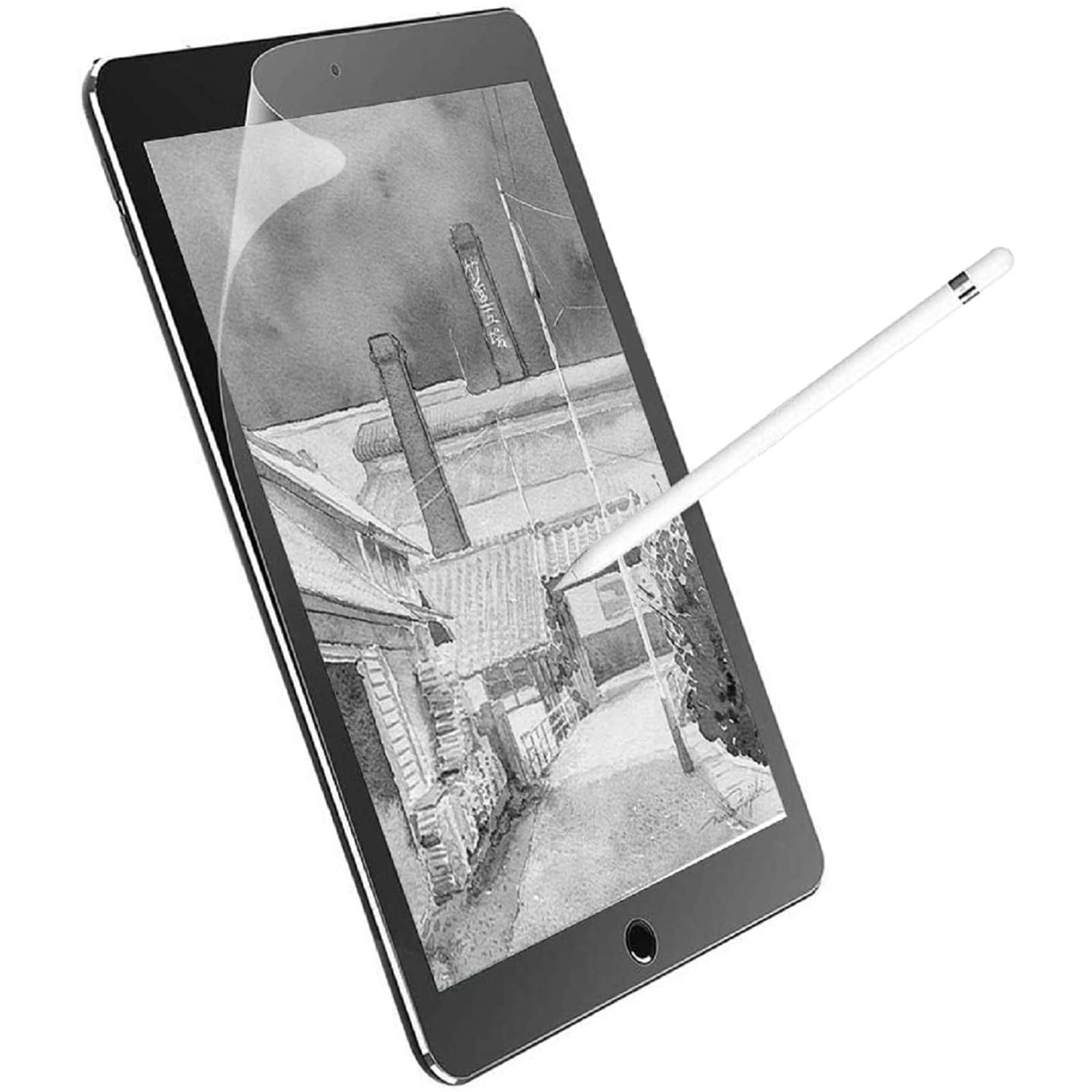 Junfire Matte Screen Protector for iPad 5th/6th Generation 2018/2017, iPad Pro 9.7 Inch, iPad Air 2, Anti Glare, Bubble-free PET Paper Texture Film, Support Face ID Apple Pencil Drawing As on Paper