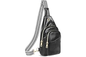 TORRYZA Sling Bag for Women, Leather Fanny Pack with Detachable Strap, Crossbody Chest Bag with Anti Theft for Travel(Black)